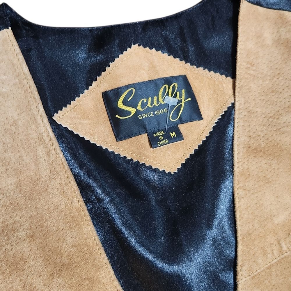 Vintage Scully Vest Men's Medium Brown Tan Suede Leather Snap Satin Back - Picture 5 of 8